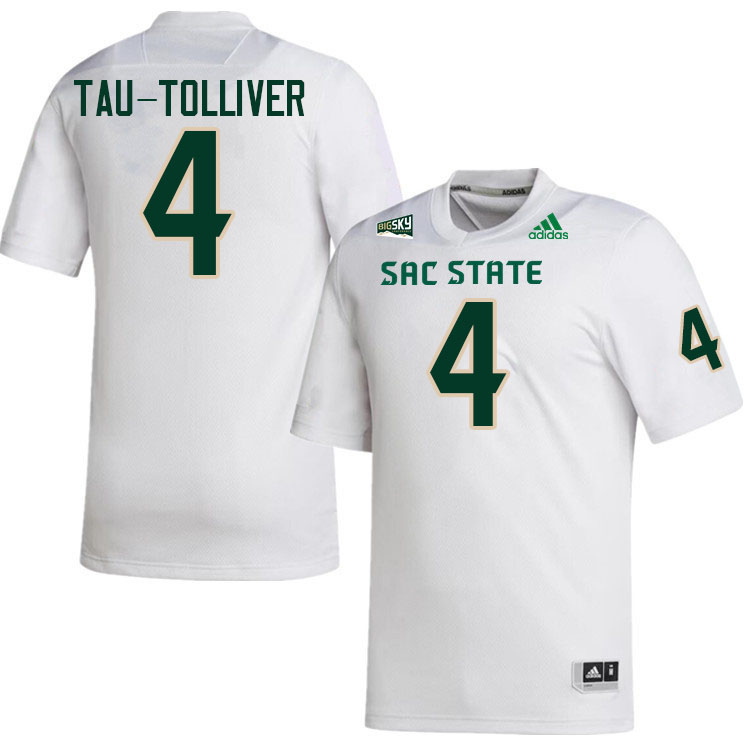 Sacramento State Hornets #4 Elijah Tau-Tolliver College Football Jerseys Stitched-White